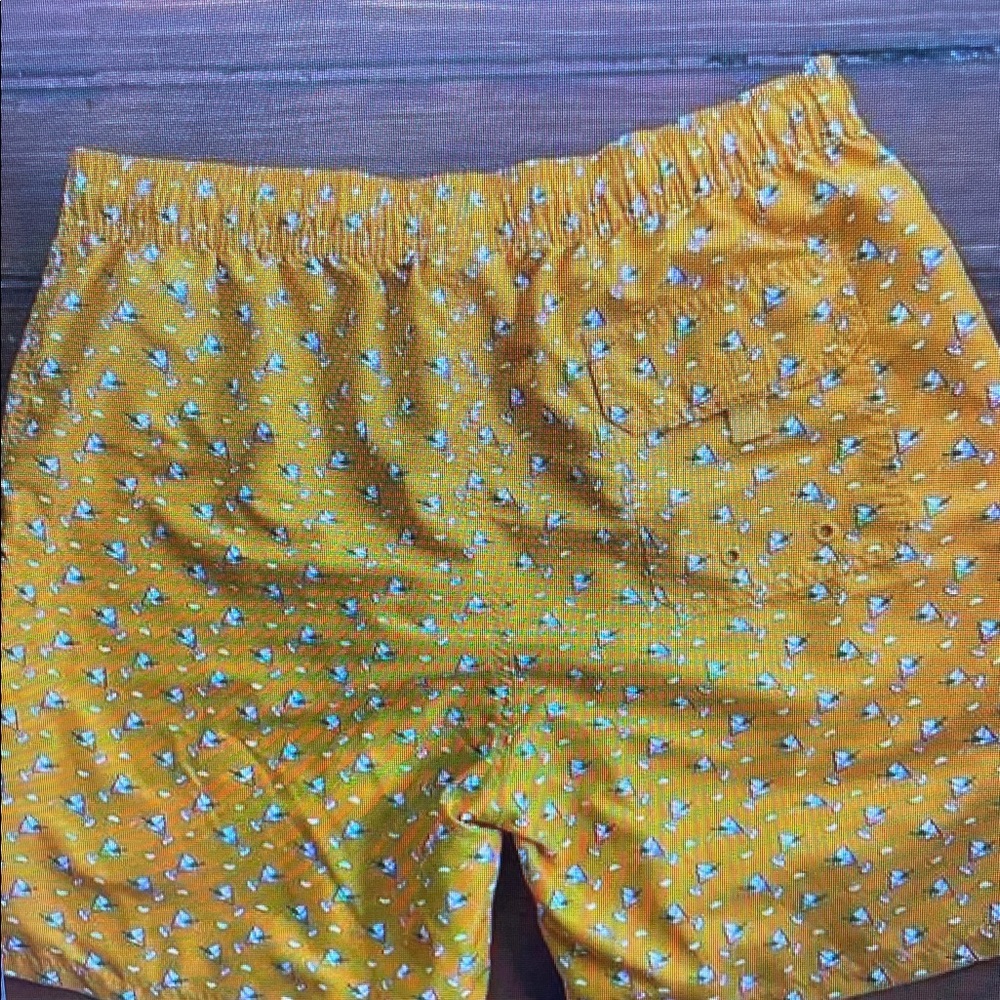 Vibrant Yellow Swim Trunks with Pattern - Picture 6 of 6